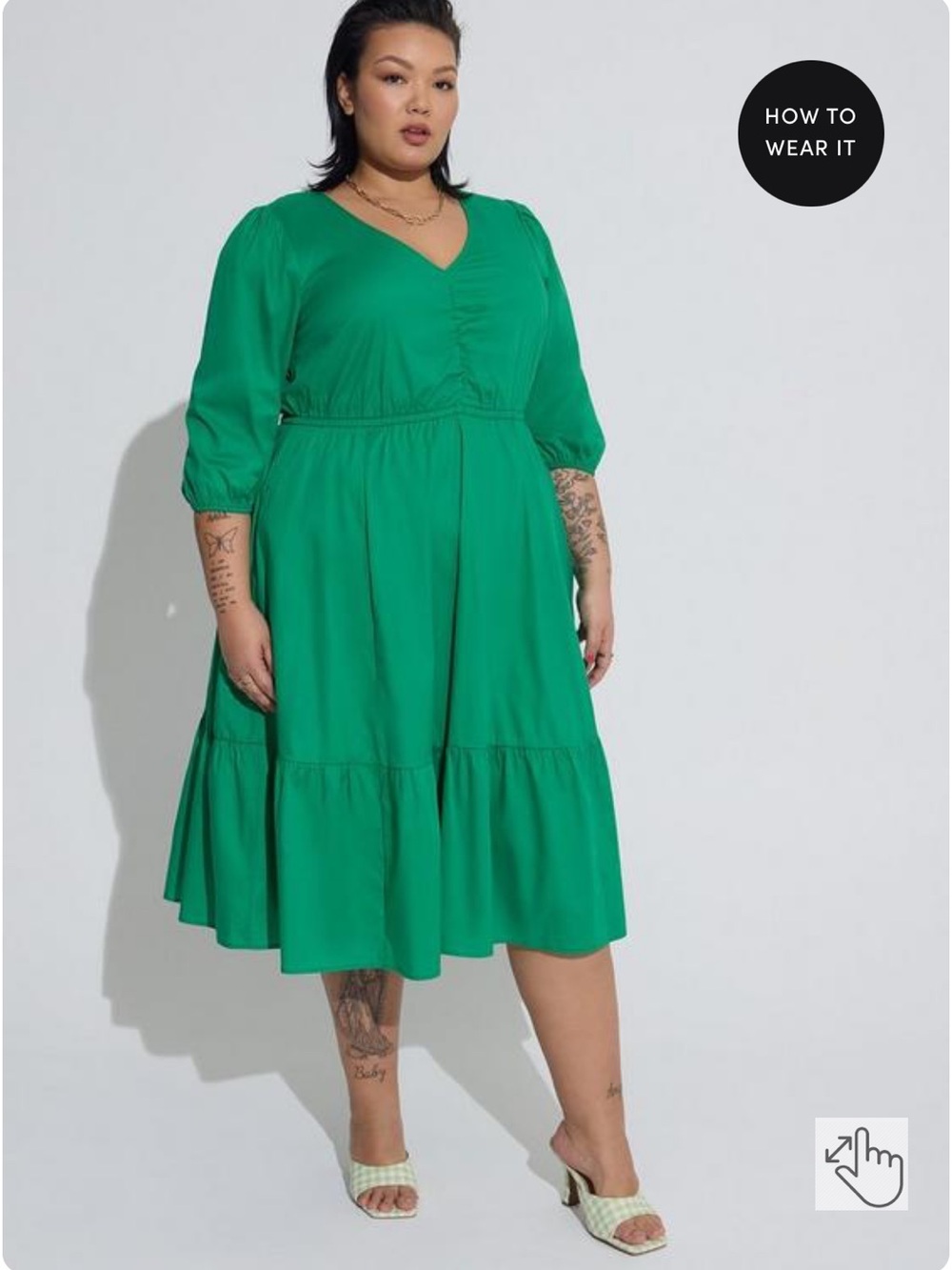 torrid Emerald V-Neck Tiered Midi Dress